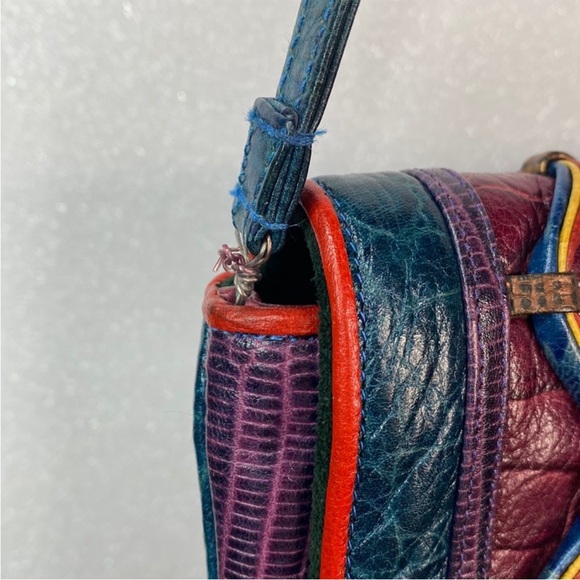 Sharif vintage Multi-color Patchwork Textured Leather Bag - Picture 10 of 12